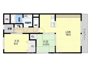 第5コーポ平野【4階】の間取り