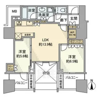 プラウドタワー名駅【12階】の間取り