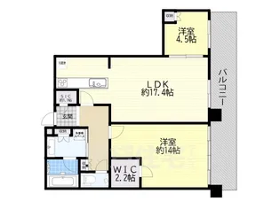 プラウドタワー堺東2310号室【23階】の間取り