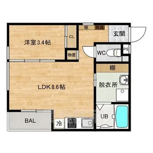 Glicina東園田lindo(グリシーナ東園田リンド)【2階】の間取り