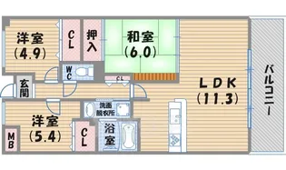 エドモンドヒルズ夙川【1階】の間取り