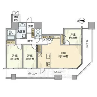 ザ・ライオンズ ミッドキャピタルタワー【7階】の間取り