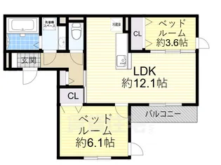 リヴィエール桜之町東【1階】の間取り