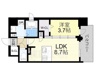 プランドール新北野【7階】の間取り