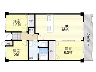 グランドパレス学園前C棟【4階】の間取り