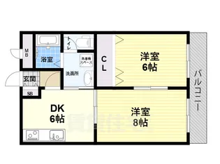 セルダン東難波【1階】の間取り