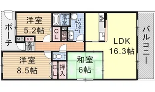 リサービア大津【2階】の間取り