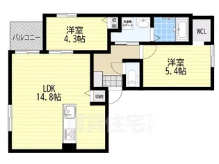 PISTA豊里【1階】の間取り
