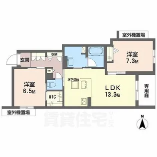 シャーメゾン 香芝 ワイケイ【1階】の間取り