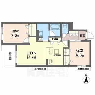 シャーメゾン 香芝 ワイケイ【1階】の間取り