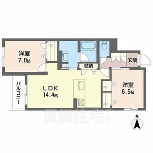 シャーメゾン 香芝 ワイケイ【2階】の間取り