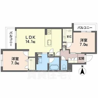 シャーメゾン 香芝 ワイケイ【2階】の間取り