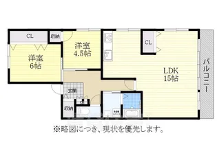 パピヨン香流【401号室】の間取り