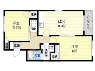 セレネ藤井寺【1階】の間取り