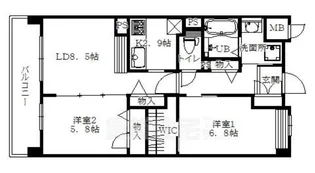 グランジェ東甲子園【5階】の間取り