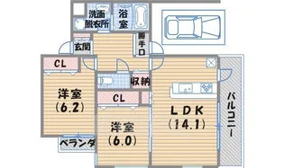 カロ甲子園口【1階】の間取り