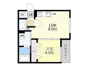 セレニティ勝山北【1階】の間取り