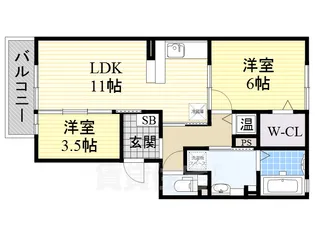 エクレール天美我堂【2階】の間取り