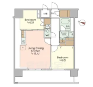 ジオエント西宮北口【14階】の間取り