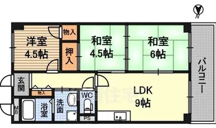 ヒシヒラリバーハイツ【9階】の間取り