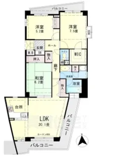 東急ドエルアルス苦楽園桜町B棟【2階】の間取り