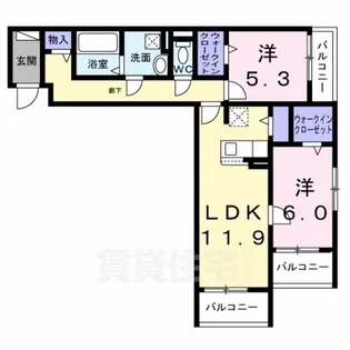 パイン山城【3階】の間取り