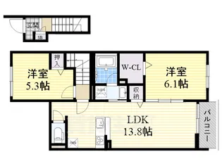 ドミソレイユⅢ【2階】の間取り