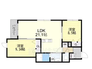 シャーメゾン吉野【2階】の間取り