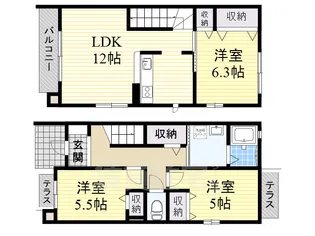 グランバリエ美しが丘【1階】の間取り