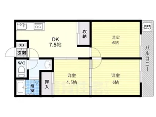阪南グリーンハイツB棟【1階】の間取り