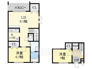 フジパレス辻子【2階】の間取り