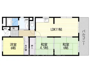 帝塚山ガーデンハイツ1号棟【5階】の間取り