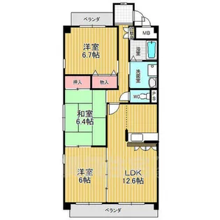 ライファスN 水広【3階】の間取り