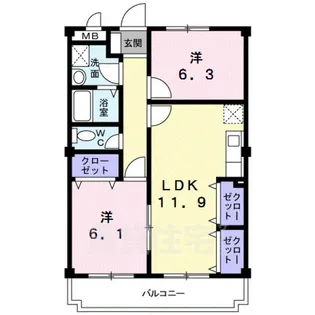 エステート春日井【2階】の間取り