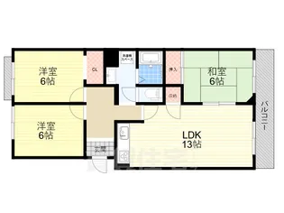 岡町北マンション【3階】の間取り
