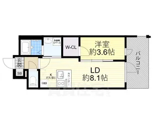 ファーストフィオーレ塚本リベルテ(旧レジュールアッシュ塚本リベルテ)【6階】の間取り