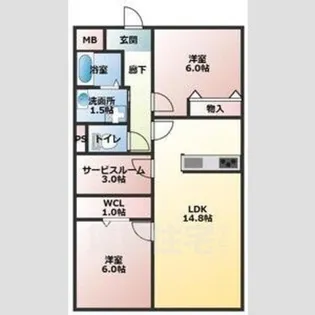 油屋ハイツ中野2【1階】の間取り