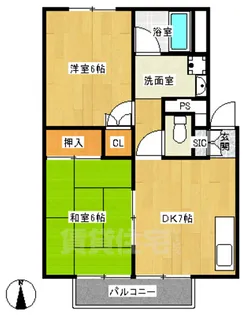 ヴュー深草【1階】の間取り