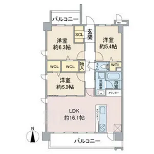 ウィステリアハウス【1階】の間取り