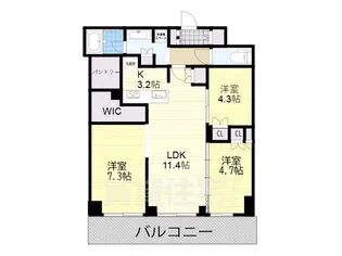 ジオタワー大阪十三【35階】の間取り