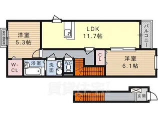 ノースヒルズ高槻【2階】の間取り