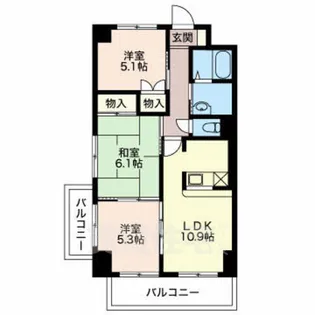 ハピネス川名【4階】の間取り