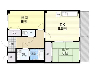 ロードハイツ甲東園【3階】の間取り