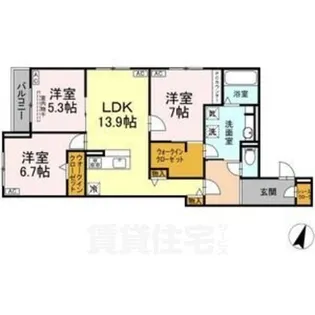 ルヴィータ川名山町【3階】の間取り