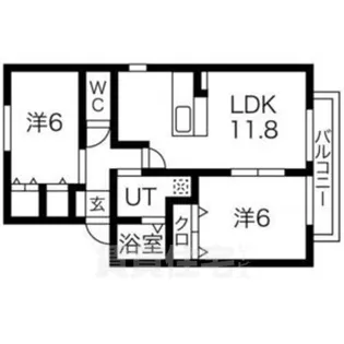 アソシエ一乗寺【1階】の間取り