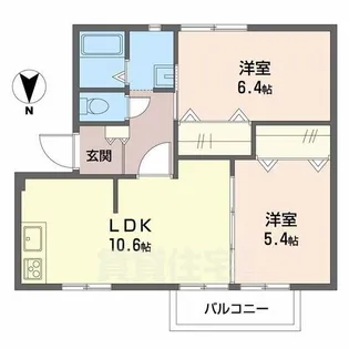 エクセル青垣C【1階】の間取り