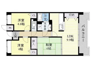 平野元町日興マンション【6階】の間取り