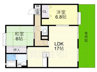 ウインディア五百住B棟【1階】の間取り