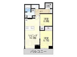 ジオタワー大阪十三【22階】の間取り