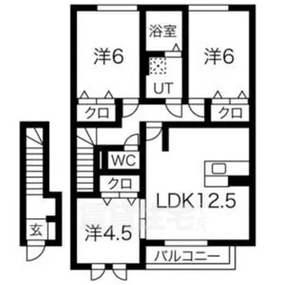 メナス二上【2階】の間取り